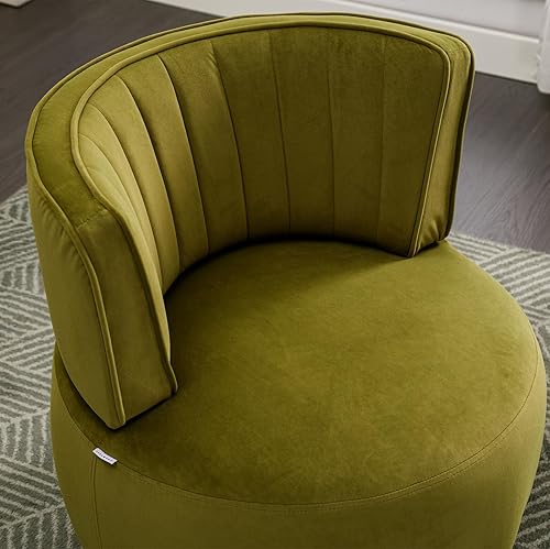 Miniatura 7 de Silla giratoria de terciopelo, sillón giratorio tapizado de 360 grados, moderno y cómodo sillón redondo para sala de estar pequeña, dormitorio,