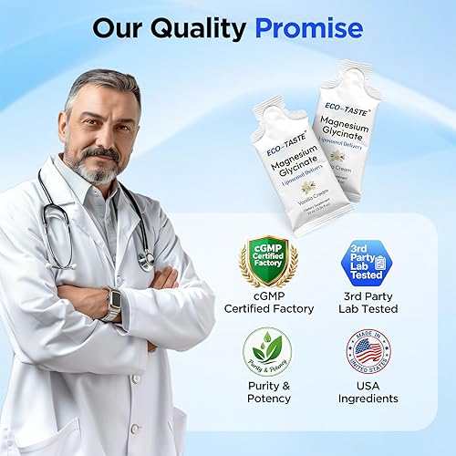 Miniatura 6 de Glicinato de magnesio - Magnesio líquido liposomal de acción rápida de alta absorción para la salud del cerebro, sueño y cognitivo, 0.3 fl oz x 15