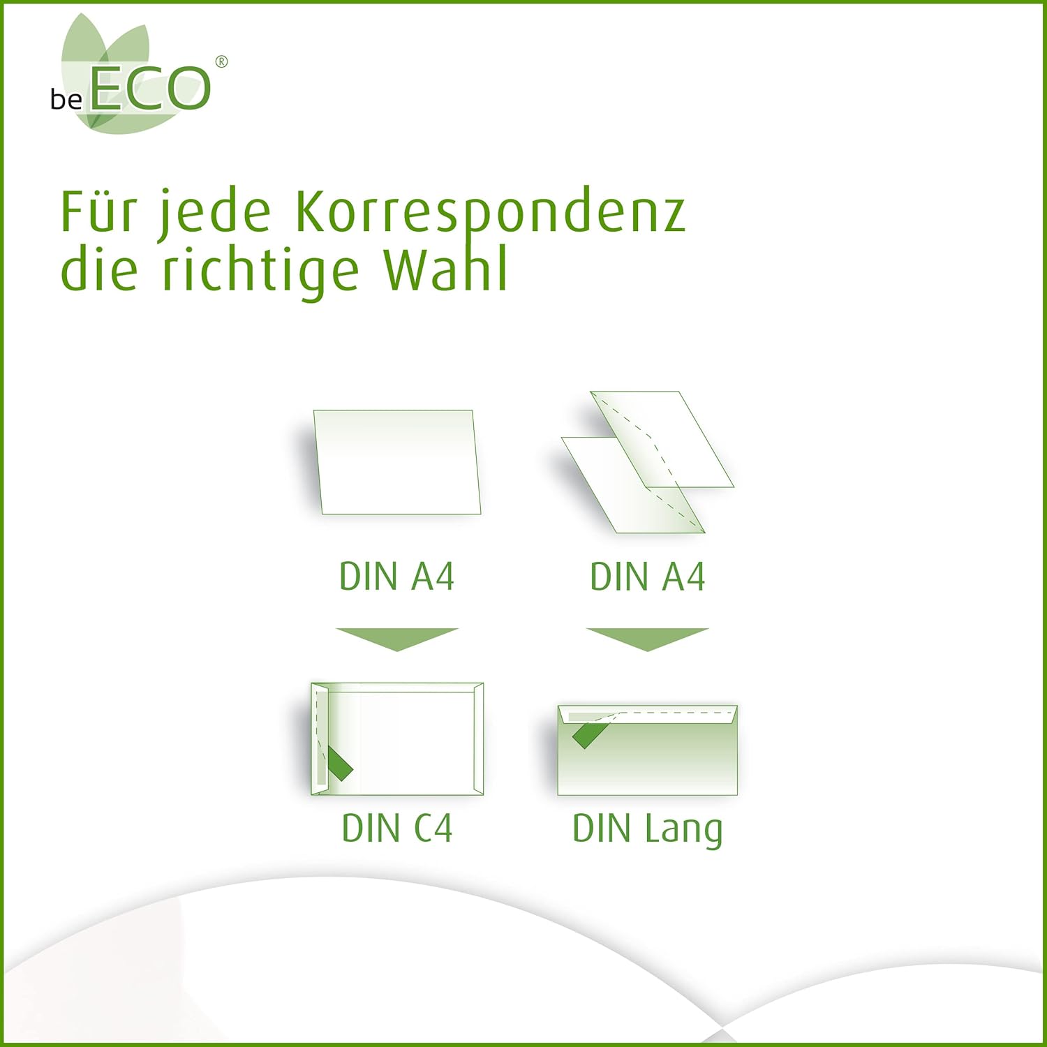 Beeco 01720161 Envelope Peel and Seal Wove Recycled with Green Inner Print Long 110 x 220 mm 80 g Pack of 500 – White