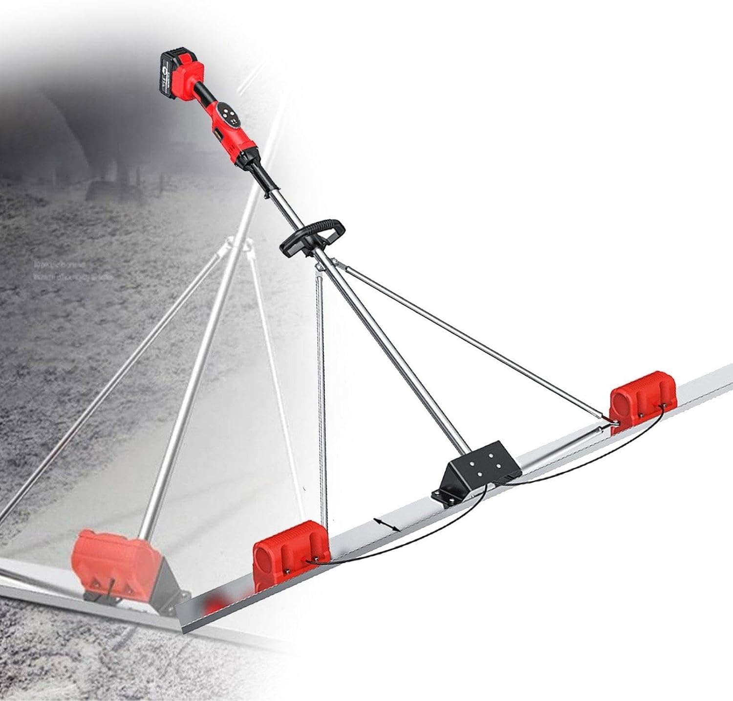 Concrete Surface Screed Finishing Tool, Concrete Screed Vibratory Kit, Concrete Surface Screed Finishing Tool, with Stainless Steel Board,2batteries-1.5M (Color : 2batteries, Size : 1.8M)
