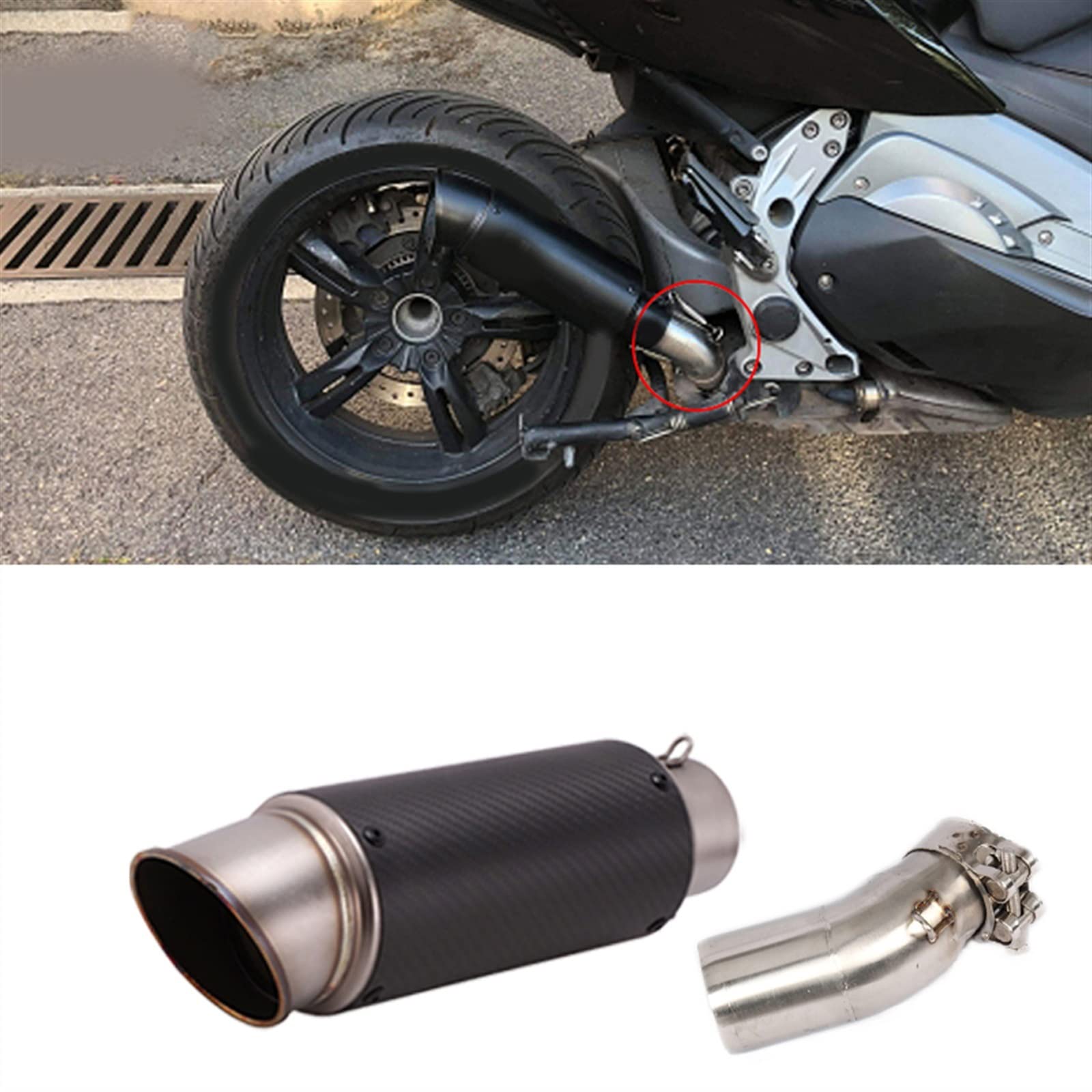 Motorrad Auspuff Mittleren Link Rohr Stecker Carbon Faser Schalldämpfer Für BMW C600 Sport C650GT C650 GT 2012 2013 2014 2015 (Color : F)