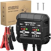 2-Bank, 4A 2A/Bank Trickle Charger for Car Battery, 12V 6V Car Battery Charger, Automotive Battery Trickle Charger, Maintainer, for Motorcycle Lawn Mower AGM, Lithium Batteries