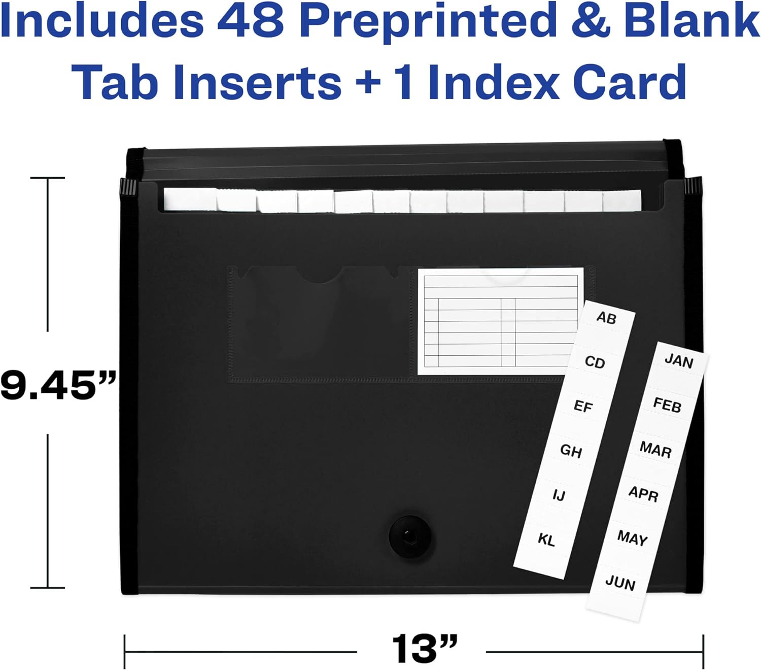 Avery Expanding File Folder Organizer, 13-Pocket Accordion File Organizer, Black, Holds 425 Letter/A4-Size Sheets (73553) image 3