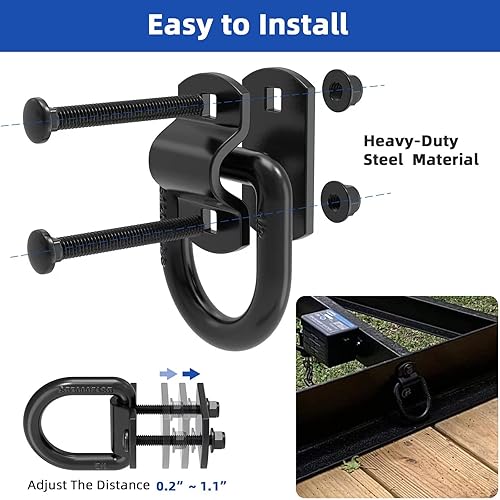 Miniatura 4 de 6 anillos en D forjados resistentes de 12 pulgada, anclajes de amarre de 12,000 libras, ganchos de montaje en superficie para remolques, furgonetas,