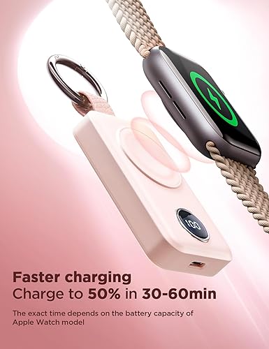 Miniatura 3 de JOYROOM Cargador inalámbrico portátil de 2000 mAh compatible con Apple Watch Series 98765432SEUItra 2Ultra, cargador magnético compacto para iWatch,