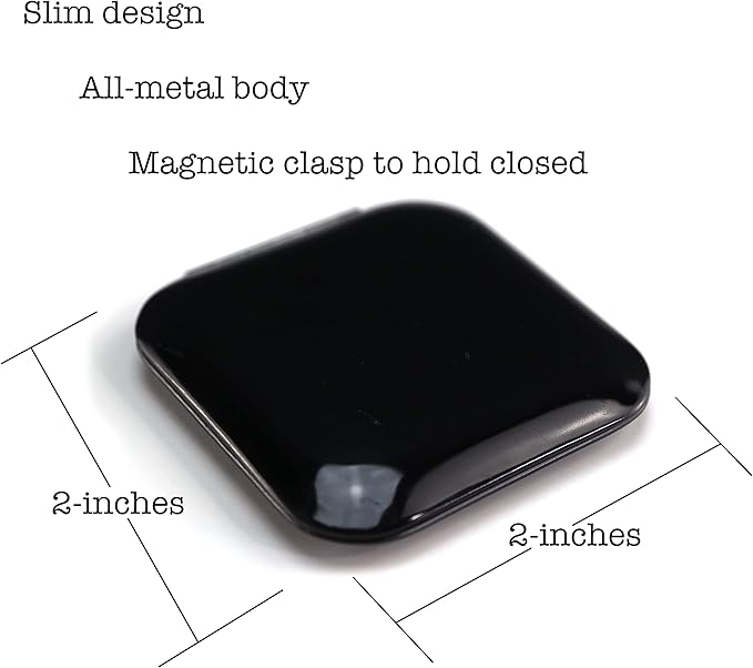 Iconikal 2 Pack Espejo Compacto Metálico Viaje 1X 3X Aumento Negro miniatura 2