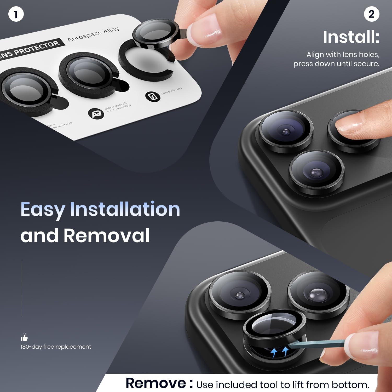 Hoerrye for iPhone 18 Pro Max/18 Pro Camera Lens Protector, Black image 5