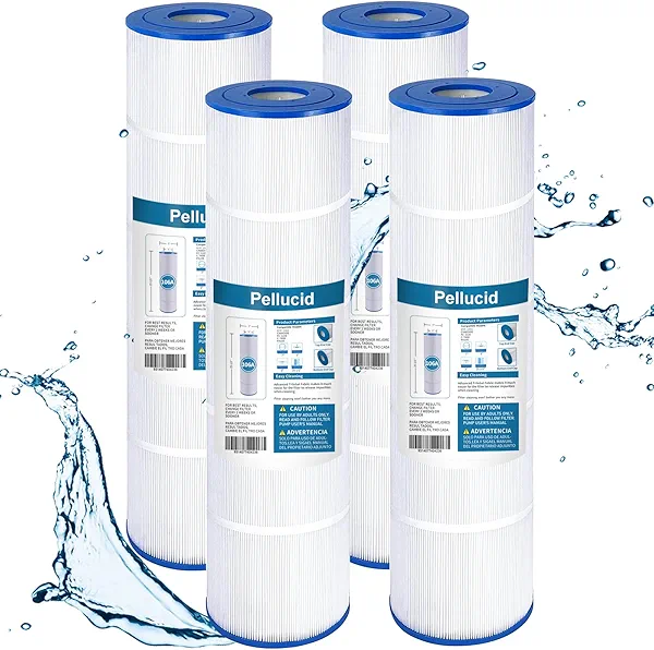 PELLUCID Pool Filter Compatible with Hayward CX880XRE, Pleatco PA106-PAK4,Unicel C-7488, Filbur FC-1226, FC-6430, Easy Set and Clean Filters with Advanced Filtration System for Longer Life, 4 Pack