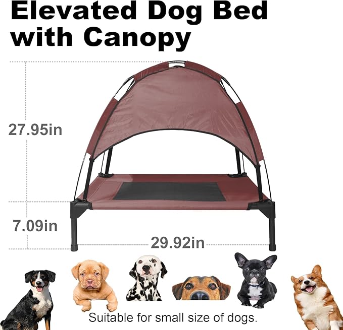 Catre Elevado para Perro Pequeño con Toldo Impermeable miniatura 3