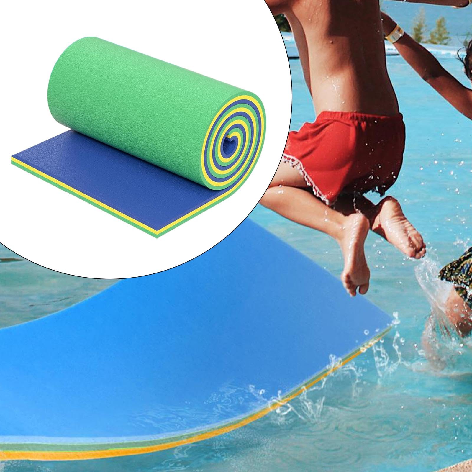 Tapis Flottant en Mousse Souple et Enroulée pour Adultes, Idéal pour La Plage, L'extérieur, Le Bateau, La Piscine, Vert