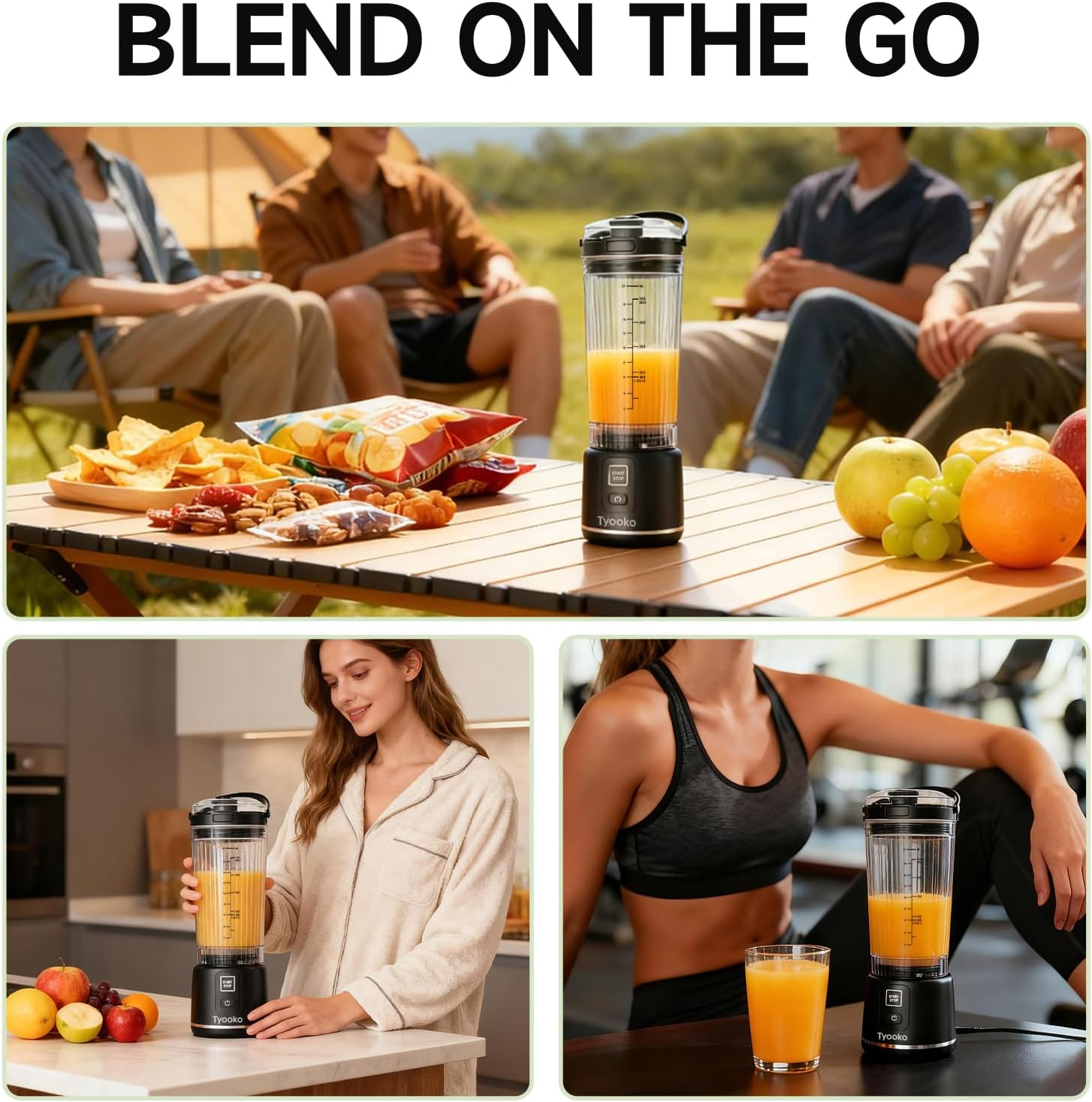 Portable Blender for Smoothies and Shakes, 18oz Rechargeable Electric Personal Juicer Cup with Dual Mode, 6 Sharp Blade Drink Mixer Bottle with Leakproof-Lid & Sip Spout for Kitchen/Travel/Gym