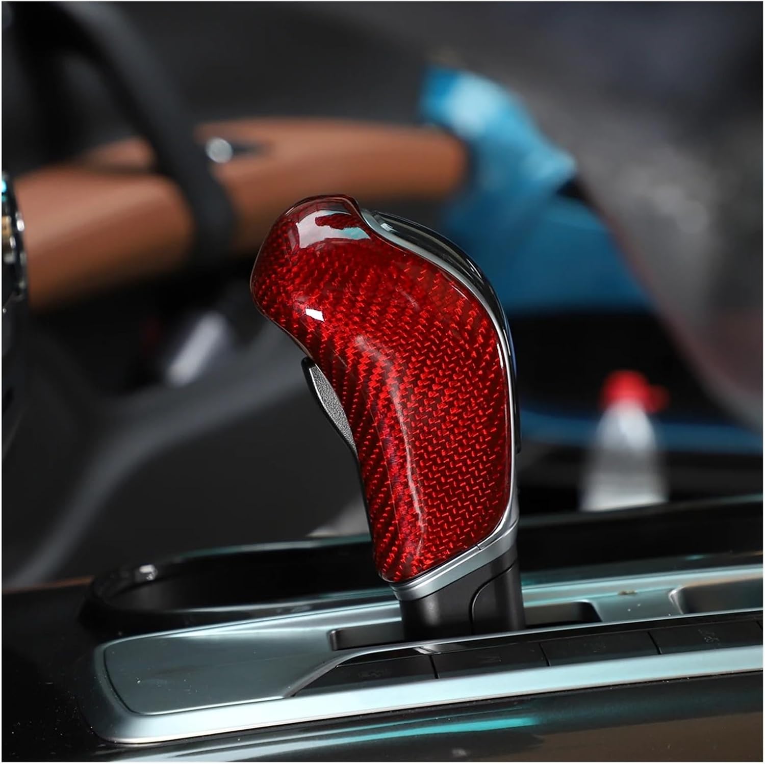Real Carbon Fiber Compatible for Maserati Levante Ghibli Quattroporte 2013-2018 Car Shift Hood Decorative Sticker Car Accessories(Black Carbon Fiber-A)