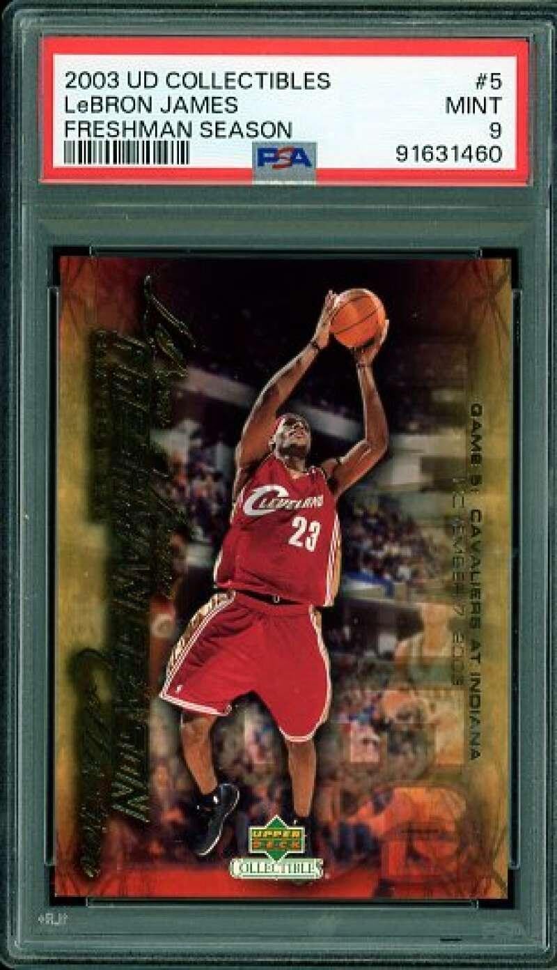 LeBron James Rookie Card 2003-04 UD Collectibles Freshman Season #5 PSA 9 - Basketball Slabbed Rookie Cards