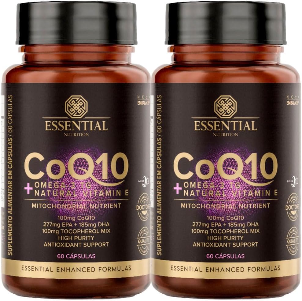 Coenzima Q10 com Ômega 3 TG – 2 unidades de 60 Cápsulas – Essential Coenzima Q10 com Ômega 3 TG – 2 unidades de 60 Cápsulas – Essential