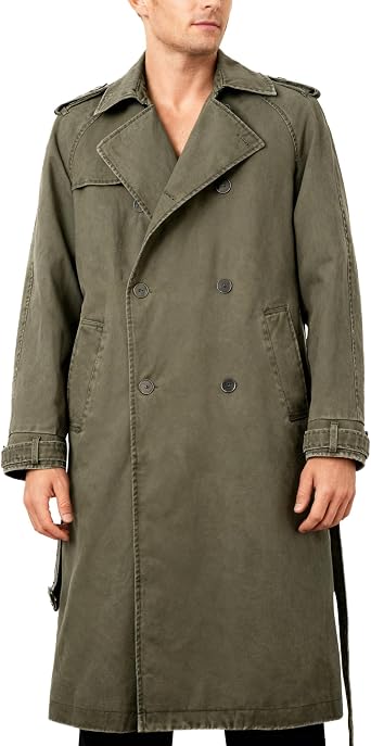 Mens Double Breasted Long Trench Coat Military Cosplay Jacket | Sleek long duster coat designed with a classic waist belt. Perfect for outdoor travel, daily wear, and cosplay