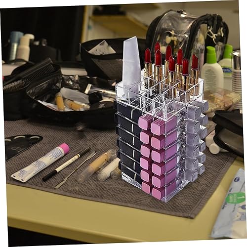 Miniatura 2 de Beatifufu 1 soporte giratorio de acrílico para lápiz labial, organizador de maquillaje desmontable para escritorio, solución de almacenamiento