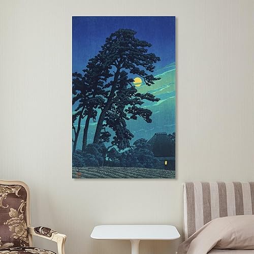 Miniatura 7 de Póster de pintura al óleo de famosa mundialmente famosa Kawase Hasui, luna llena en Magome, arte japonés, impresiones artísticas para habitación de