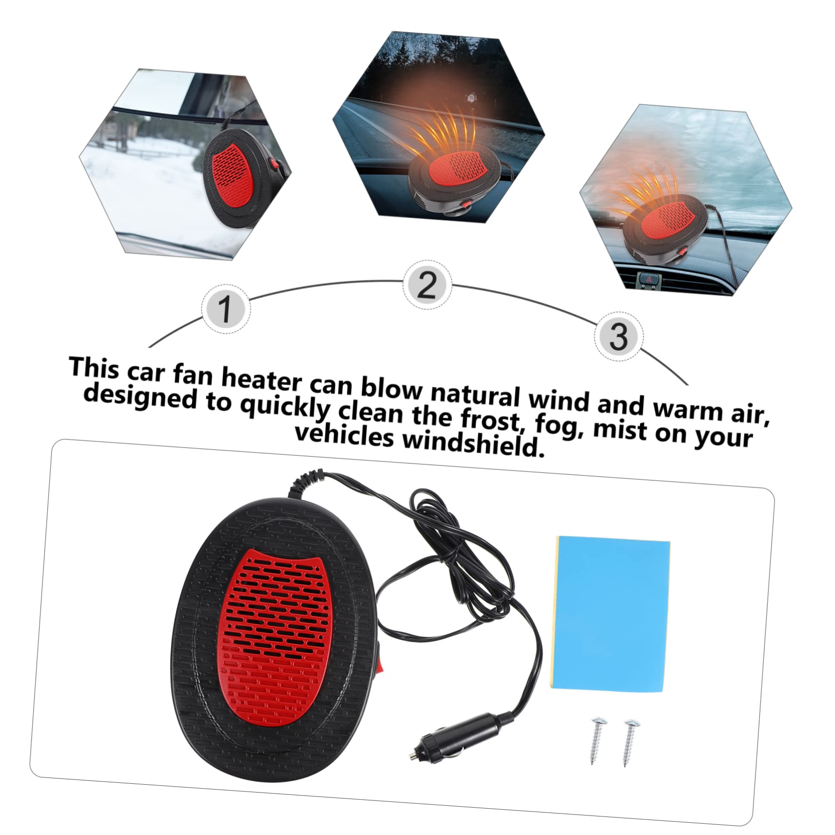 OUNONA calentador coche calefacción portátil para coche descongelador parabrisas ventiladores portátiles desempañador parabrisas coche desempañador coche auto AbS rojo