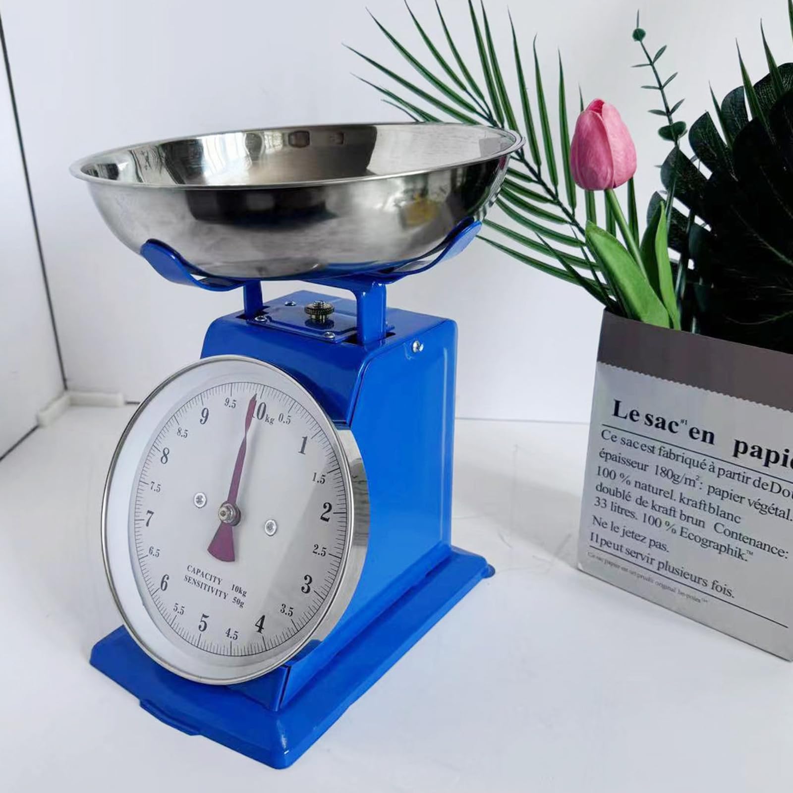 Küchenwaage Mechanische,Küchenwaage Ohne Batterie,Küchenwaage Retro Mit Tara-Funktion,Waage Für Die Küche Inkl Edelstahl Schüssel,Tragkraft 10 Kg,20Kg,10KG
