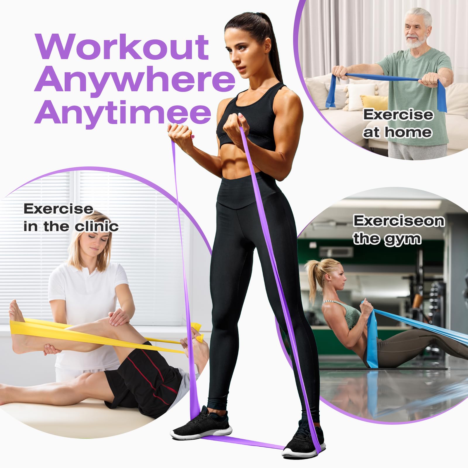 Fascia elastica di resistenza, 45,7 m, per esercizi e fitness, per allenamento a casa, fisioterapia e yoga