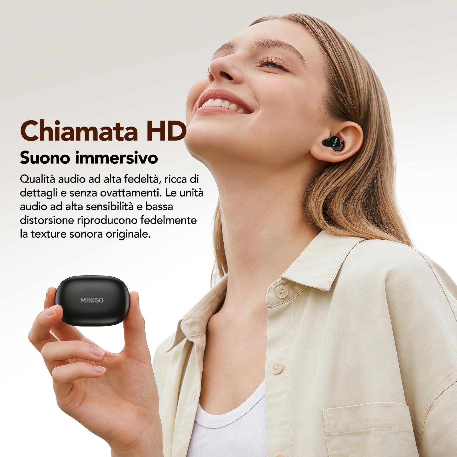 MINISO MS217 Cuffie Traduzione Simultanea 2 in 1 Cuffie per Dormire, Auricolari Traduttore Simultaneo con App, Portatili e Compatti, Autonomia 48h, Cuscinetti Morbidi per Pendolarismo, Lavoro e Sonno
