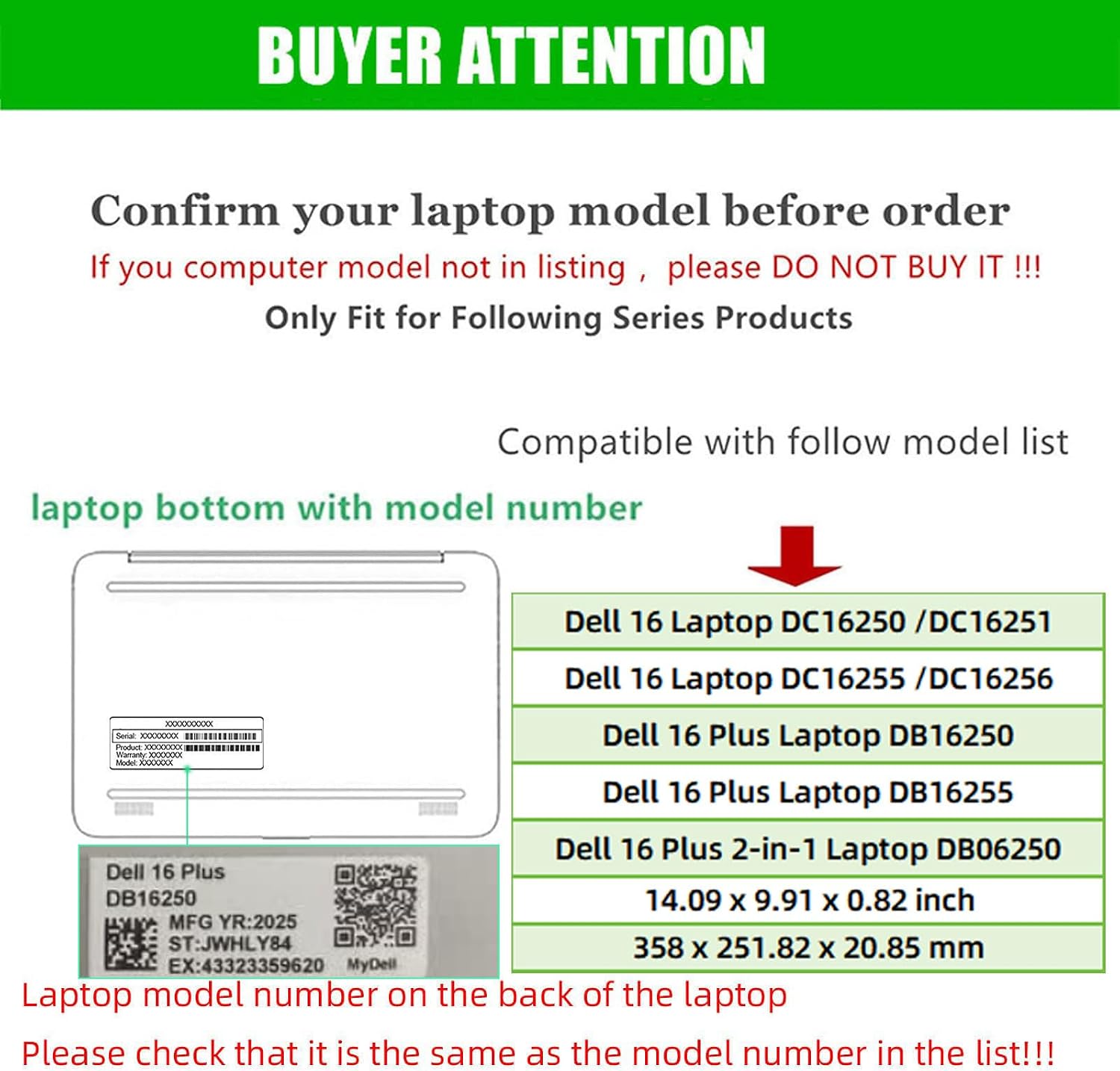 Laptop Case Cover for Dell 16 Laptop DC16250/DC16251/DC16255/DC16256& 16 Plus DB16250/DB16255 and Dell 16 Plus 2-in-1 Laptop DB06250 PU Leather Laptop Sleeve(Black) image 2
