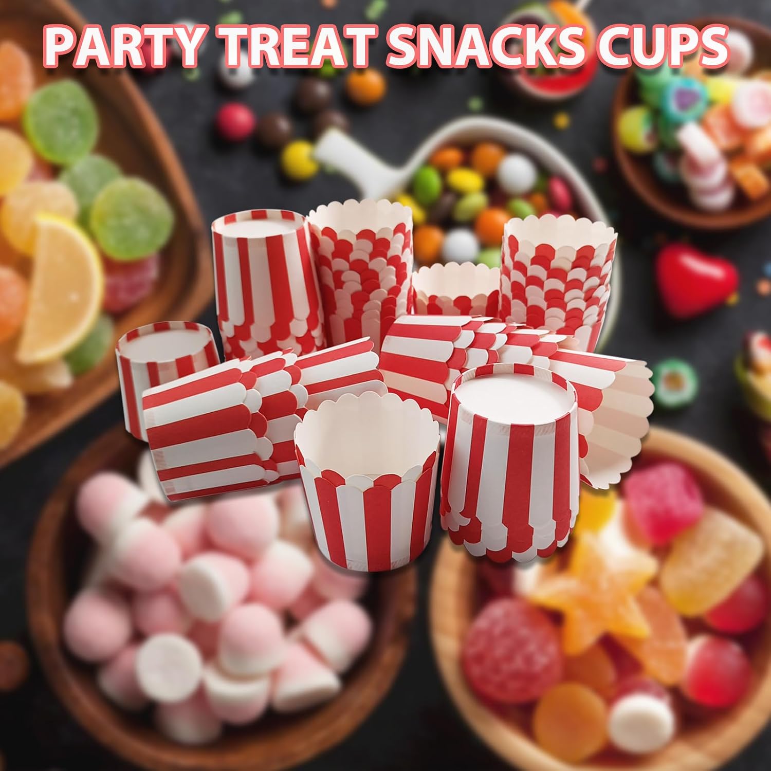 50 Pcs Mini Red Striped Baking Paper Cups - Disposable, Paper, Multi-purpose, Birthday Party, Baby Shower, Christmas, Valentine's Day, Daily Use