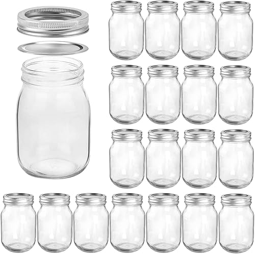 Accguan Tarros Mason de 12 oz 11.8 fl oz con tapas herméticas, tarro de vidrio con tapas regulares, tarro de vidrio transparente ideal para