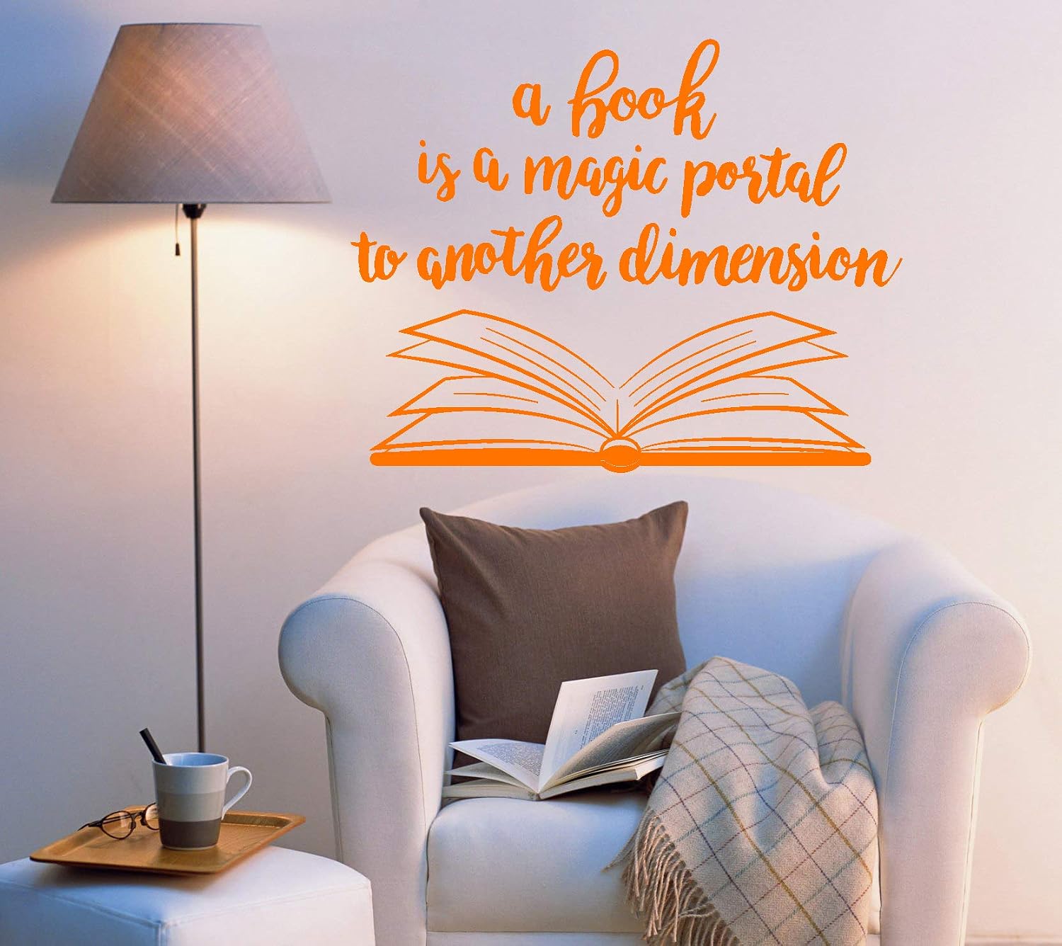 Open Book Quote Vinyl Wall Decal Reading Room Book Shop Art Decor Stickers Large Mural (ig5297)