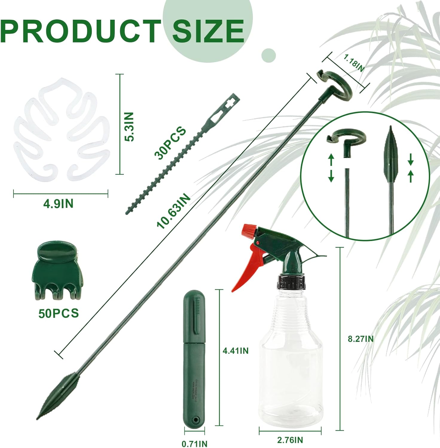 5Pack Plant Support Structures, 11'' Twig Plant Sticks with Orchid Clips Mini Scissors & Twist Ties, Flower Stakes for Plants Peony, Tomato Seedling, Marigold, Amaryllis, Sapling, Coreopsis