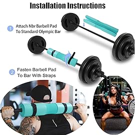 Squat Pad - Foam Barbell Pad for Squats Cushion, Lunges & Bar Padding for Hip Thrusts - Standard Weight Bar Pad - Provides Cushion to Neck and Shoulders While Training (light blue)