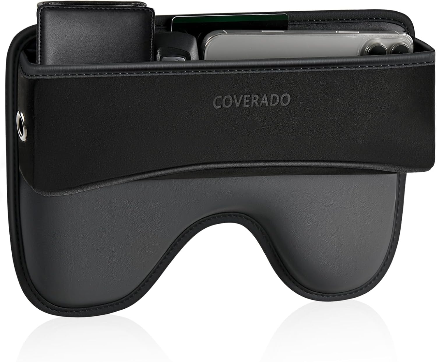 Coverado Universal Car Seat Gap Filler Organizer, Premium Suede Leather Car Seat Side Gap Filler, Seat Gap Storage Box for Suv Truck, Car Interior Accessories, Black-1pc