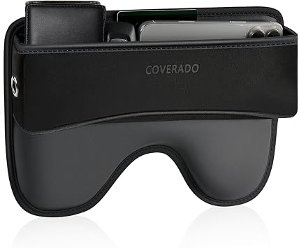 Coverado Universal Car Seat Gap Filler Organizer, Premium Suede Leather Car Seat Side Gap Filler, Seat Gap Storage Box for Suv Truck, Car Interior Accessories, Black-1pc