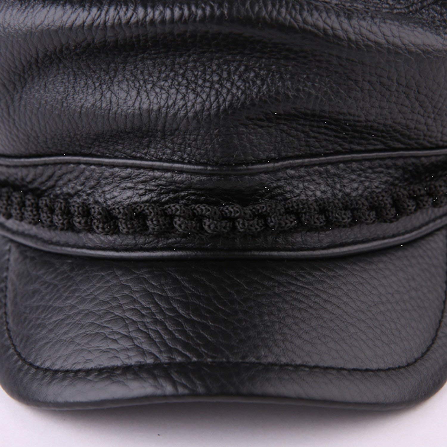 Cappello in Pelle Pelle Pelle Bovina Maschile Caduta Inverno Studente Piatta,Gliore Comodità/Black/Xx-Large