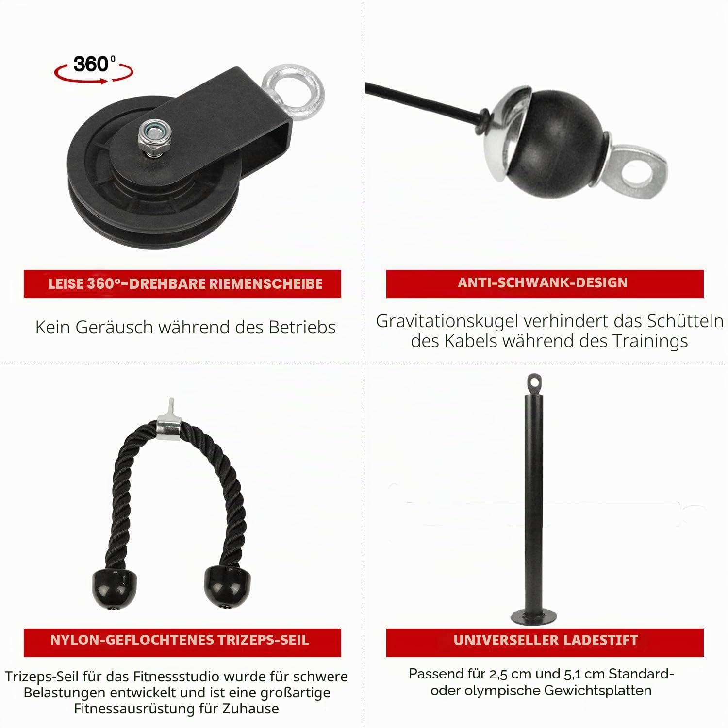 LFJ Fitness Latzug Gym Kabelzug Unterarmtrainer Arm-Krafttraining Trizeps Seil Gewicht Fitnessgerät Trainer DIY Latzugturm für Zuhause Sportgeräte Fitness Kabelmaschine
