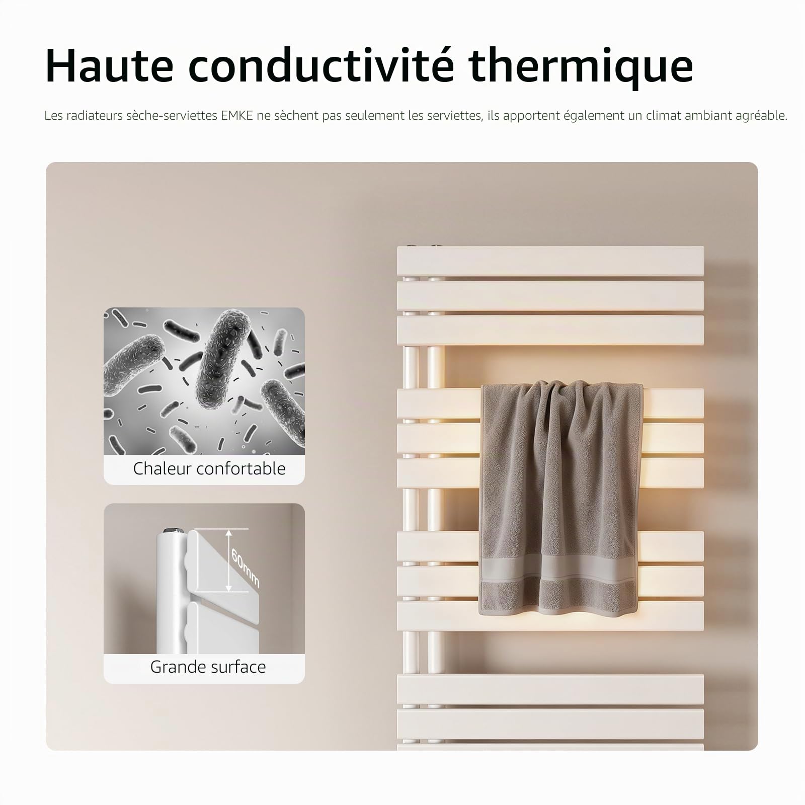 EMKE SFTR-ADR radiateur sèche-serviettes, blanc, 1041x600 mm