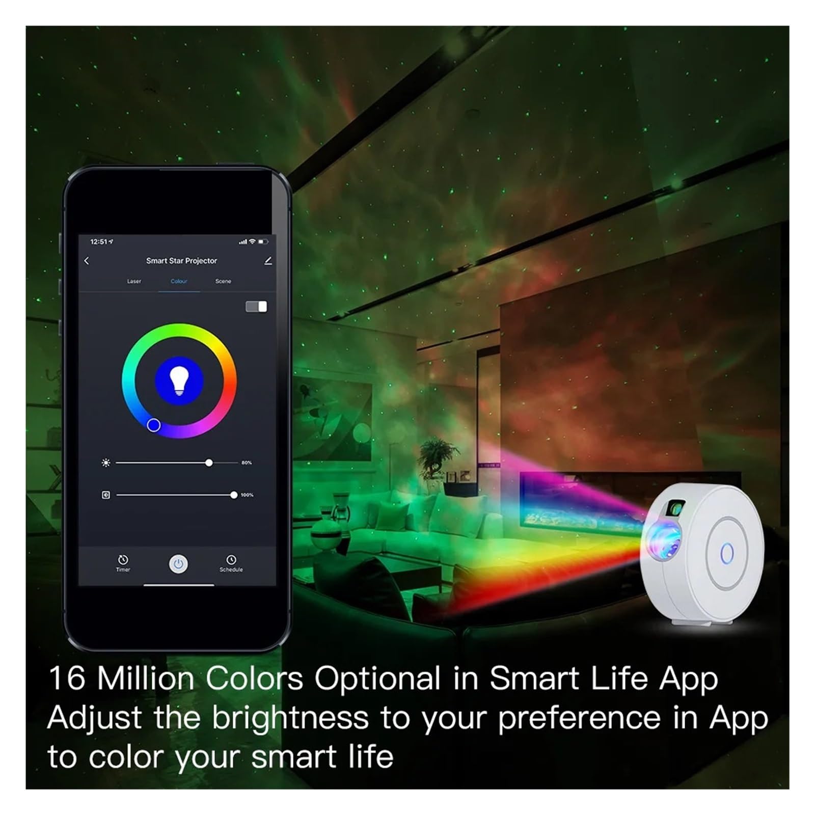 WiFi Tuya Smart Star Projector Galaxy Laser Starry Sky Falująca Lampka Nocna Kolorowa Aplikacja Bezprzewodowe Sterowanie Przezroczysty Obrazowanie