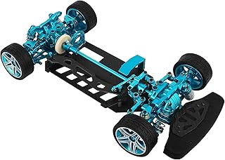 RZXYLRC Metal Alloy & Carbon Fiber Frame Chassis with Shock Absorbers Wheels Belt Drive for Tamiya TT02 TT-02 1/10 RC Car Upgraded Parts (Blue)