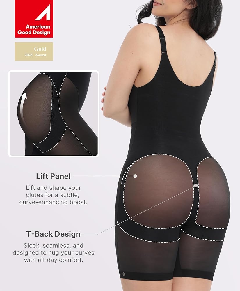 SHAPELLX Shapewear Tummy Control Black Bodysuit Butt Lifting
