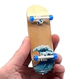 Teak Tuning Complete Fingerboard Waves Edition - Premium, Heat Transfer Graphic - Pro Shape & Size - Bearing Wheels, Pro Trucks, 61A Pro Duro Bushings - 34mm x 97mm Deck