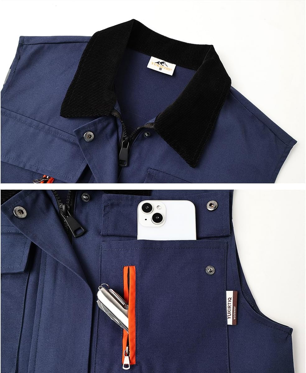 Tool Vest for Men Electrician Reflective Work Vest Carpenters Multi-Pockets Safety Vests