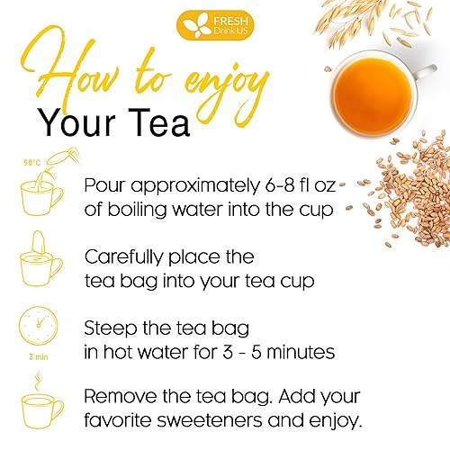 Miniatura 9 de FreshDrinkUS 50 bolsas de té de cebada premium, 100% natural y puro. Té de hierbas de cebada suelta. Fabricado con bolsas de té de material natural.