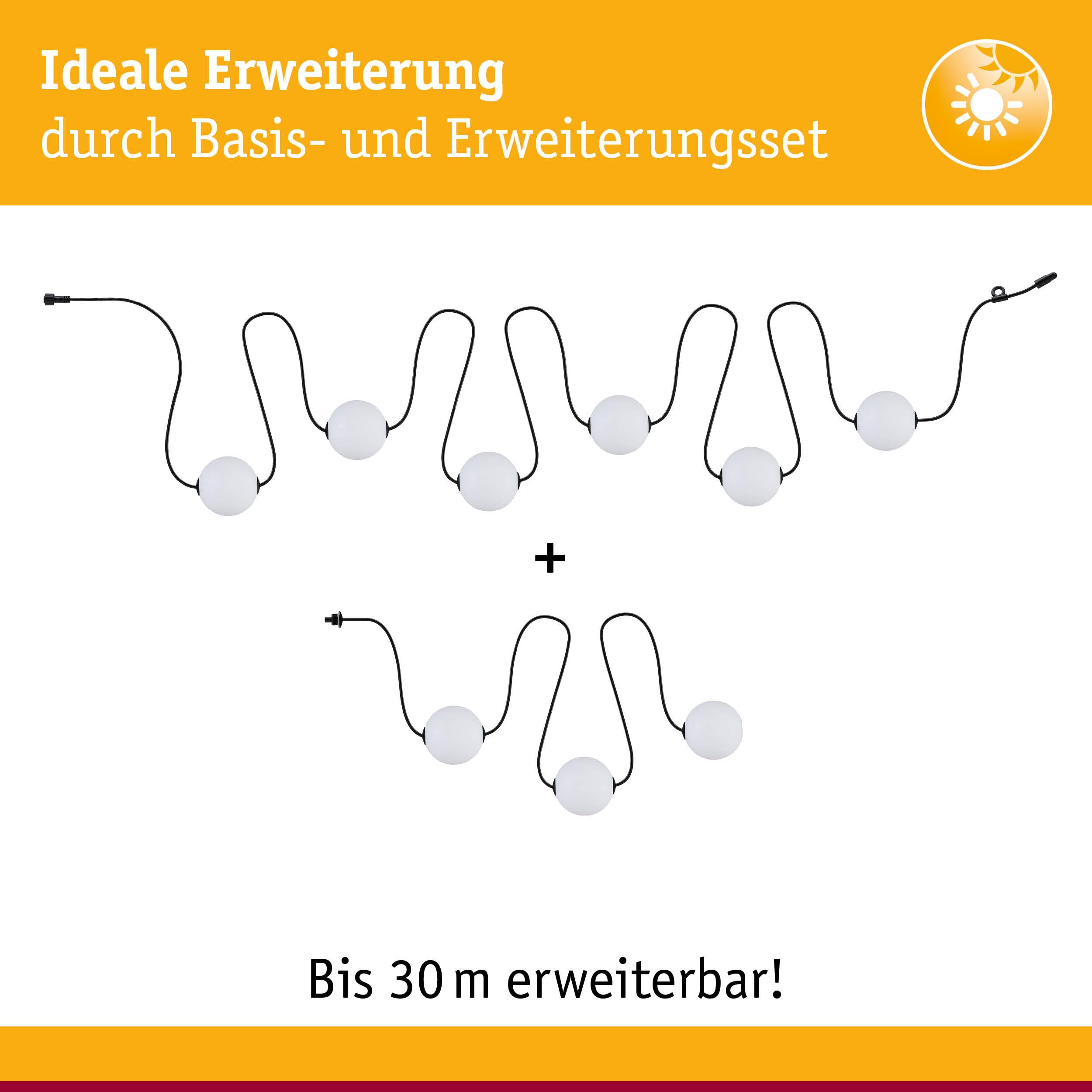 Paulmann 94911 Solar LED Lichterkette Taina Basisset IP67 3000K 5,8m 6x60lm Schwarz