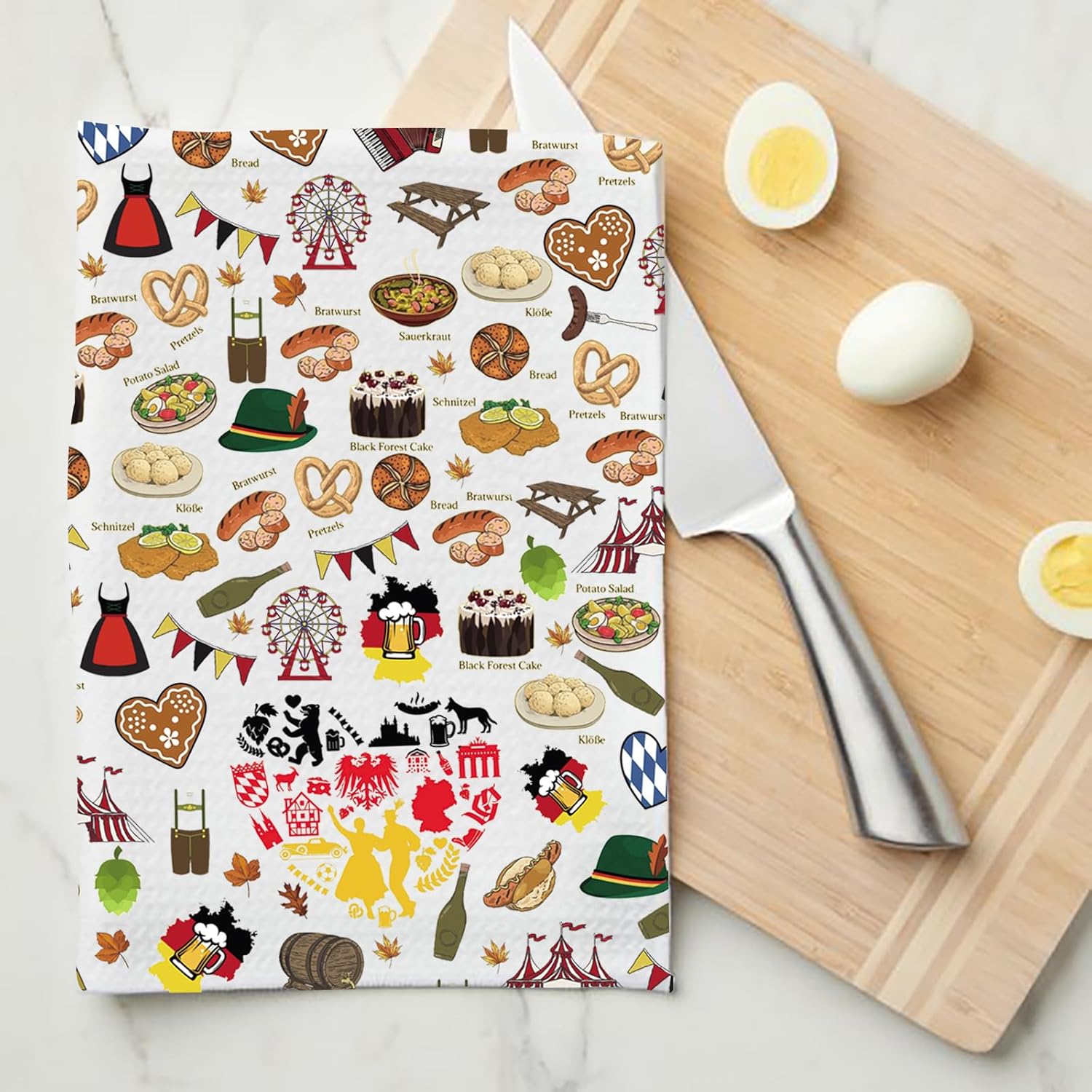 JXGZSO Germany Tea Towel Europe Cuisine Lover Gift German Kitchen Towel Germany Souvenir Gift Housewarming Gift (Germany Towel) - Image 4