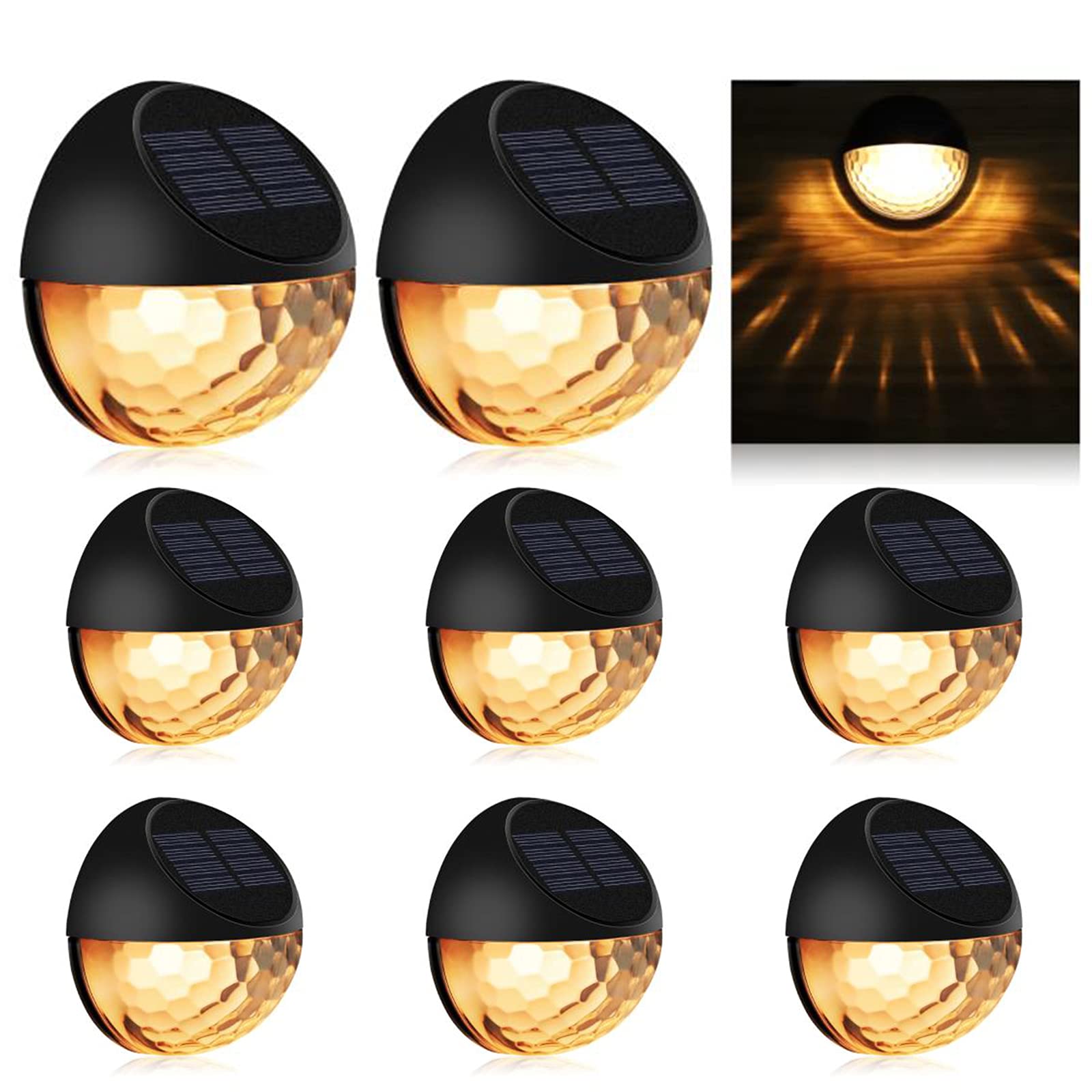 – KMASHI Solar Fence Lights - Warm White (8Pack) for Garden, Fence, Patio Use