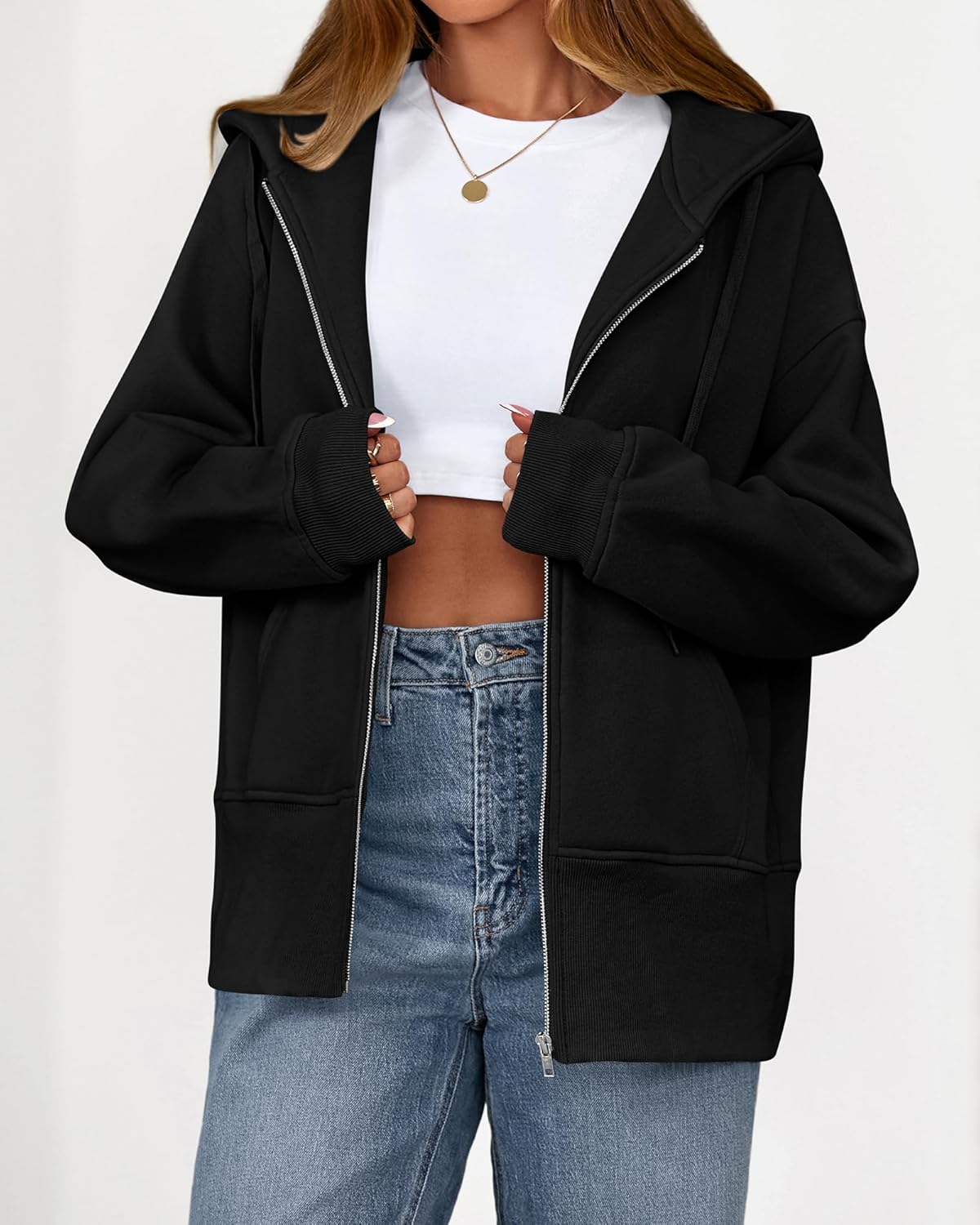 BTFBM Hoodies for Women Zip Up jacket Drawstring Spring Fashion 2026 Trendy Long Sleeve Sweatshirt Clothing Outfits - Image 8