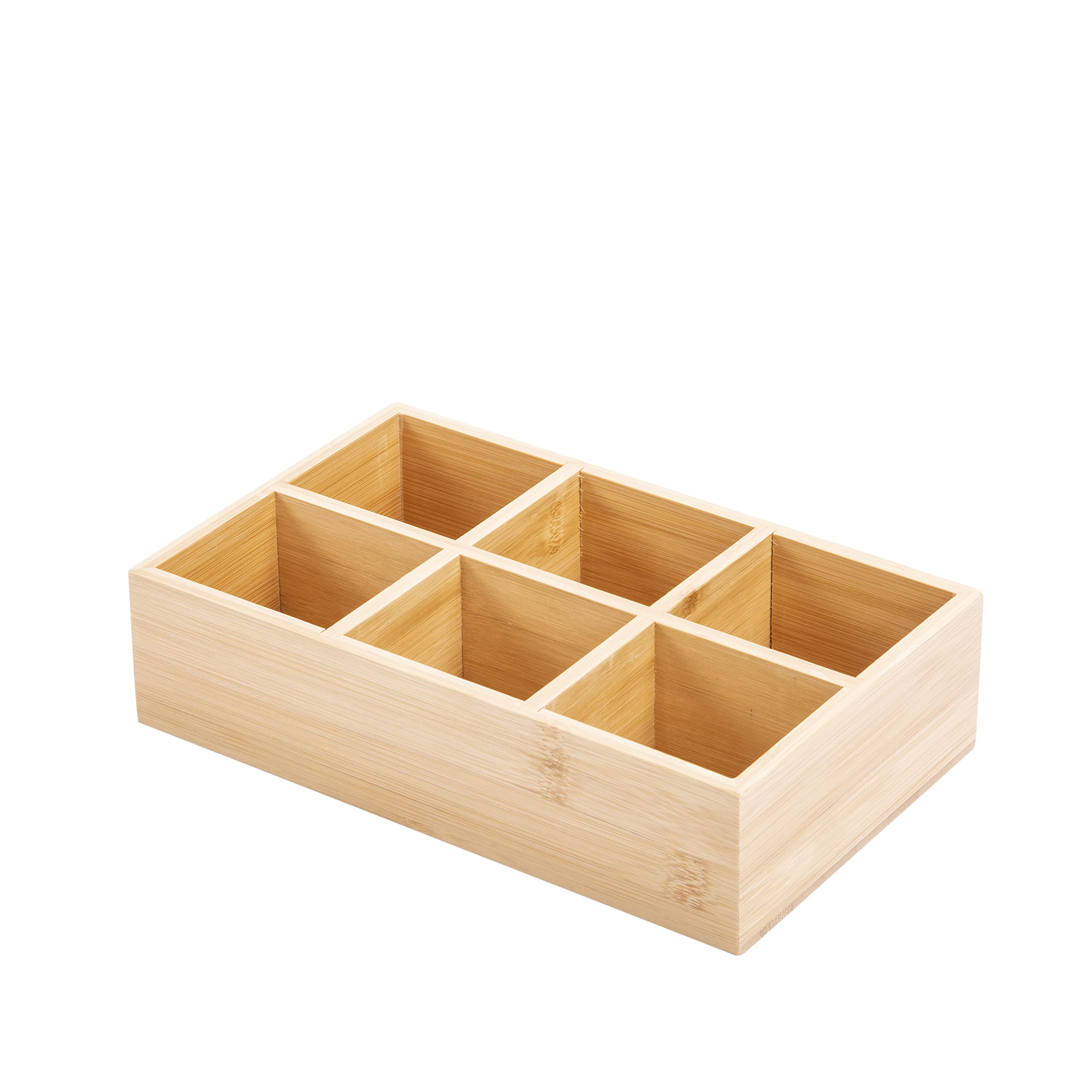 Wickerfield Natural Drawer Divider Kitchen Cabinet Organizer Cutlery Tray Office Desktop Dressing Table (Six Compartments)