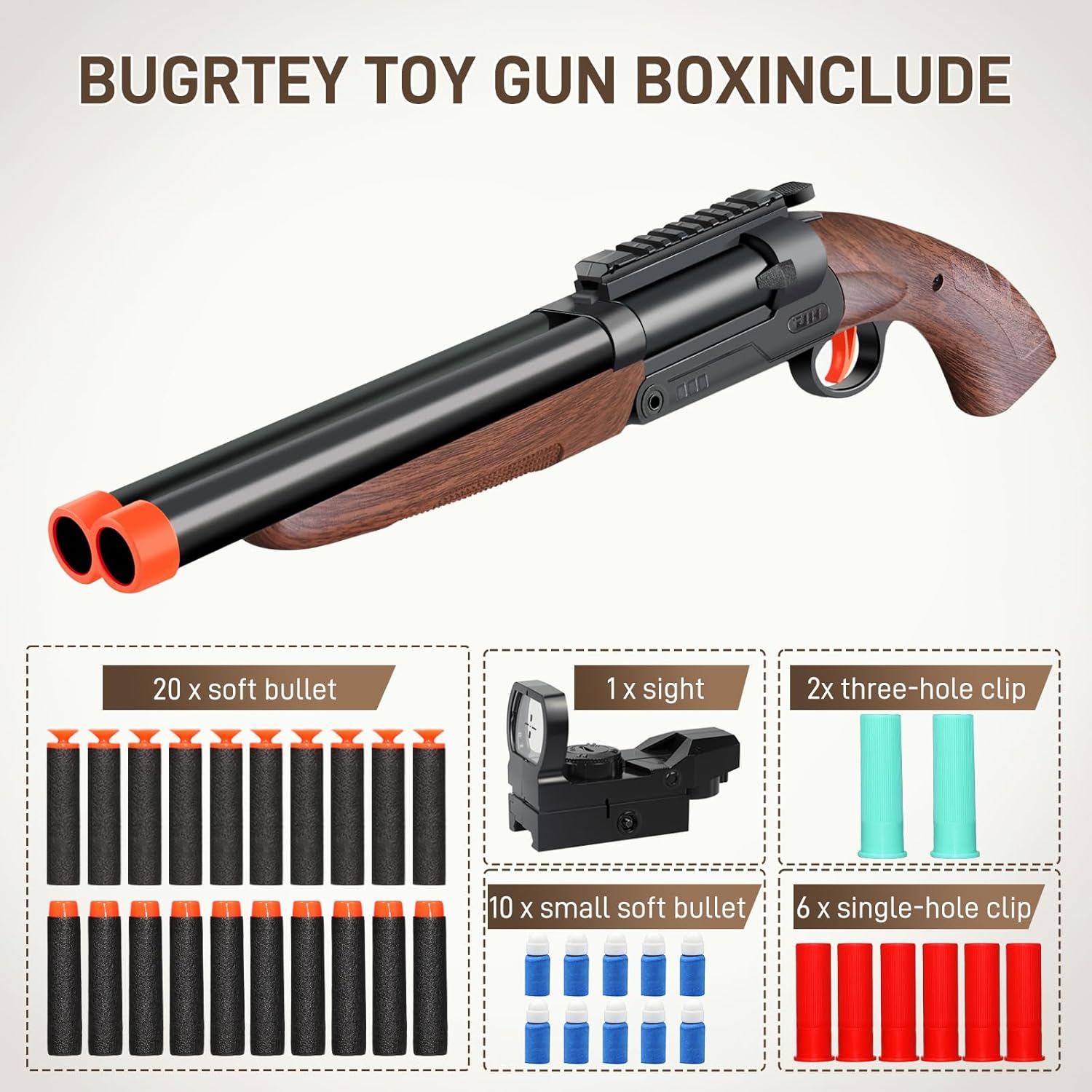 Double-barreled Toy Gun - Two Modes Realistic Soft Bullet Toy Guns Blaster with Sight - Educational Shooting Toy Shotgun - Ideas Gifts for Christmas Birthday Halloween Present