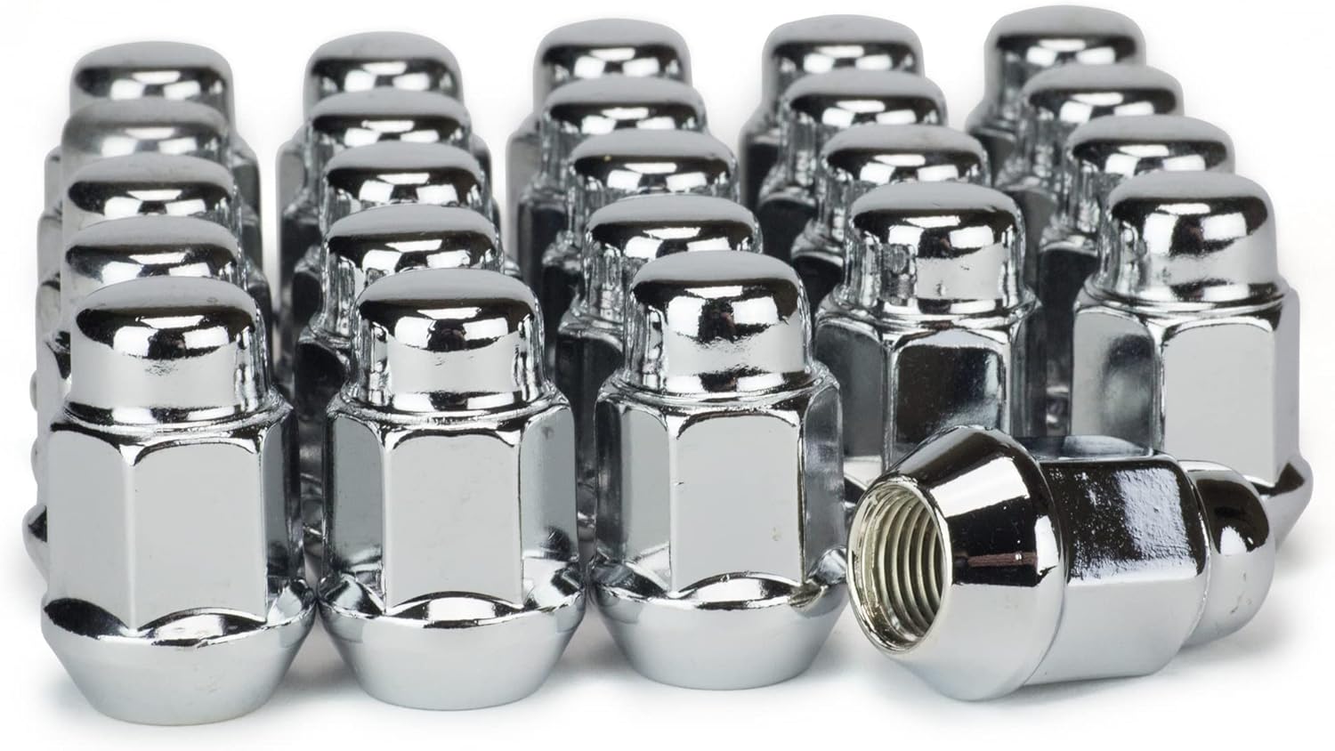 Excalibur Lug Nuts Bulge Acorn 12x1.5 Chrome 24 Pieces