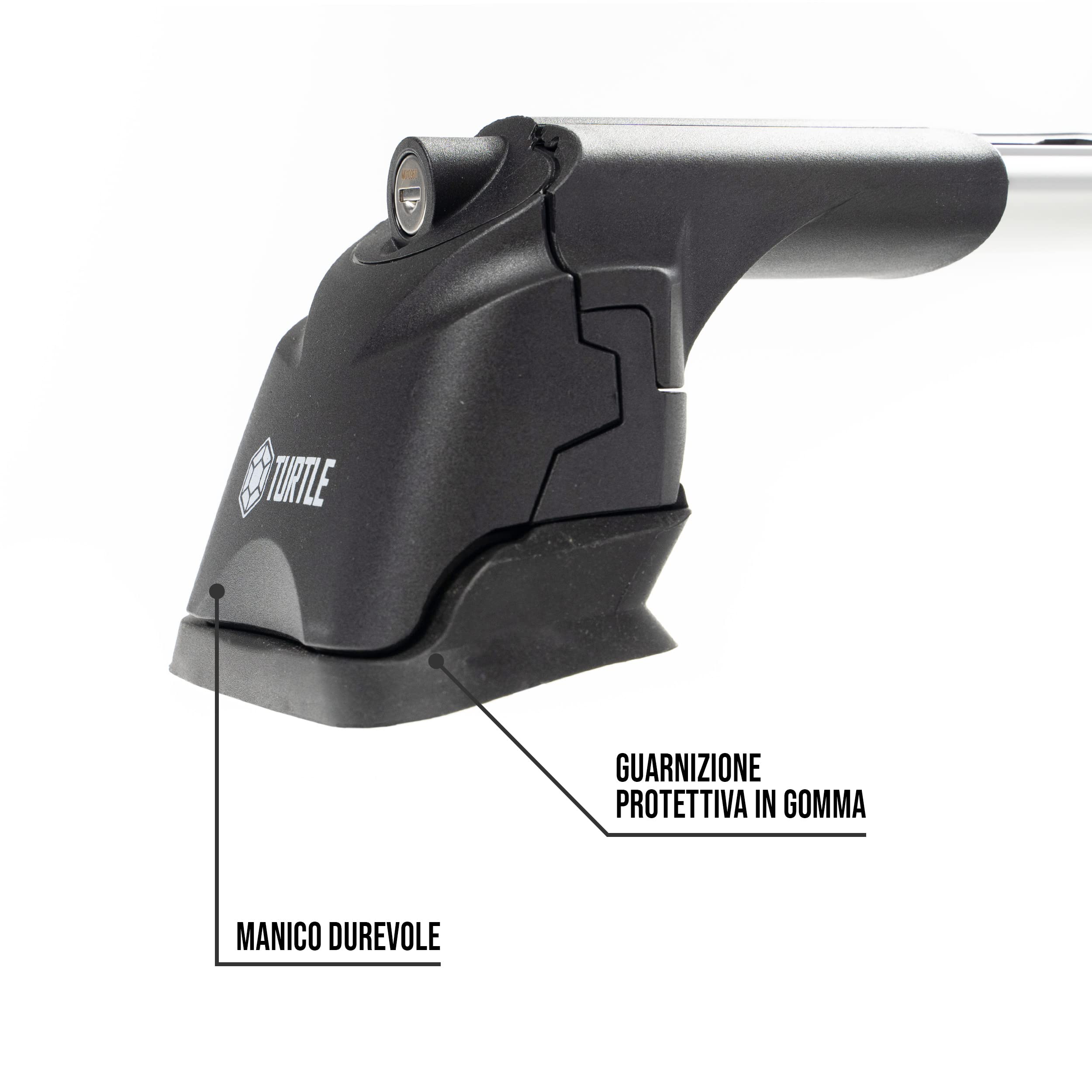 TURTLE AIR1 | Barre Portatutto, Portapacchi, Barre da Tetto | Compatibile con Peugeot Partner 2008-2018; Viene utilizzato per il montaggio di box da tetto, portabiciclette, scale | TÜV
